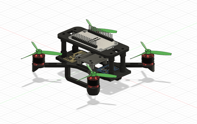 CAD model of the drone frame in Fusion360
